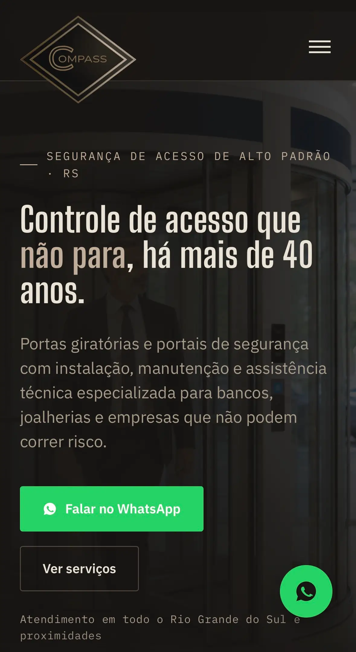 Site Compass Portas Giratórias no celular